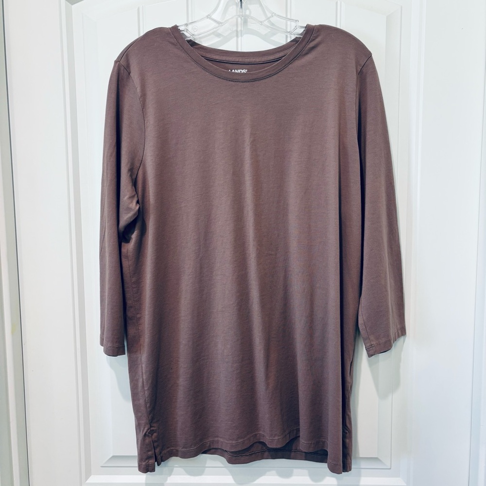 Lands’ End Women’s Cotton Dusty Lavender Three-Quarters-Sleeve Tunic Size L